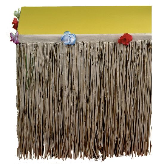 Picture of Amscan Summer Luau Natural Tissue Table Skirt, 10ft x 29in, Natural Brown Grass