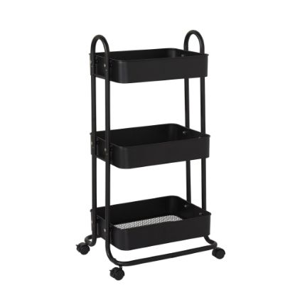 Picture of Realspace Mobile 3-Tier Storage Cart, 35-5/8inH x 17-15/16inW x 14-5/16inD, Black