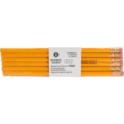 Picture of Business Source Woodcase Pencils, #2 Lead, Yellow Barrel, Pack of 12