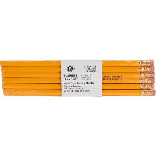 Picture of Business Source Woodcase Pencils, #2 Lead, Yellow Barrel, Pack of 12