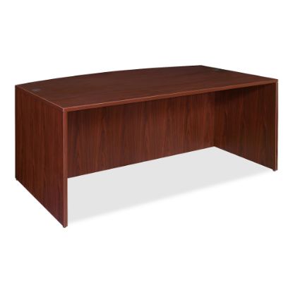 Picture of Lorell Essentials 72inW Bow-Front Shell Computer Desk, Mahogany