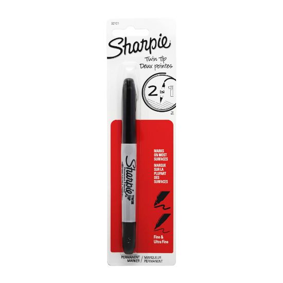 Picture of Sharpie Twin-Tip Markers - Fine and Ultra Fine Marker Point - Black Alcohol Based Ink - 1 / Pack