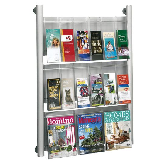 Picture of Safco Luxe Magazine Rack, 41inH x 31 3/4inW x 5inD, Silver