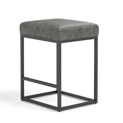 Picture of ALPHA HOME Faux Leather Counter-Height Stool, Gray