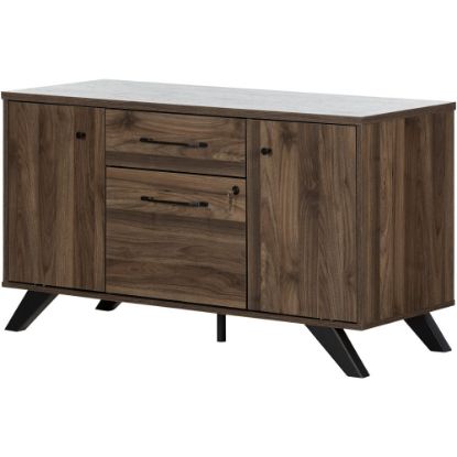 Picture of South Shore Helsy 47-3/4inW x 18-1/2inD Lateral 2-Drawer File Cabinet Credenza, Natural Walnut