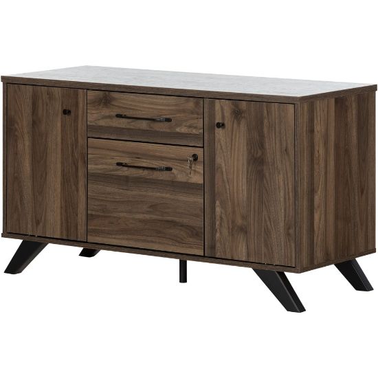 Picture of South Shore Helsy 47-3/4inW x 18-1/2inD Lateral 2-Drawer File Cabinet Credenza, Natural Walnut