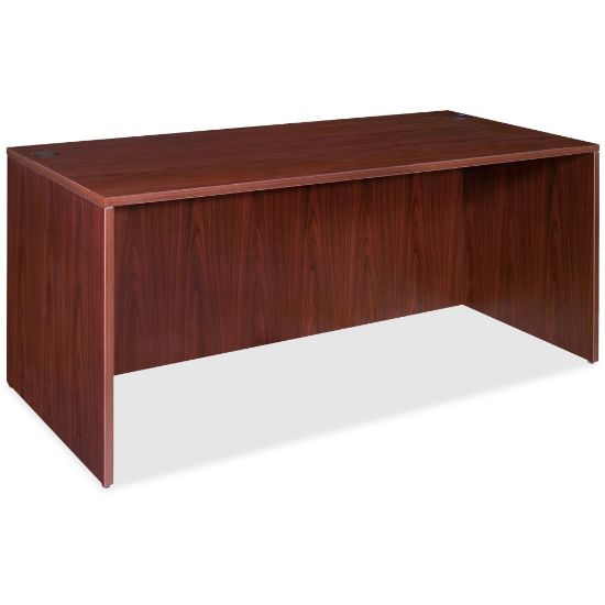 Picture of Lorell Essentials 72inW Rectangular Shell Computer Desk, Mahogany