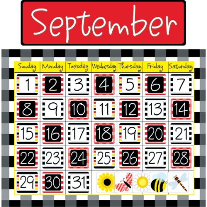 Picture of Barker Creek Calendar Set, Buffalo Plaid, Happy, Grades Pre-K - 9