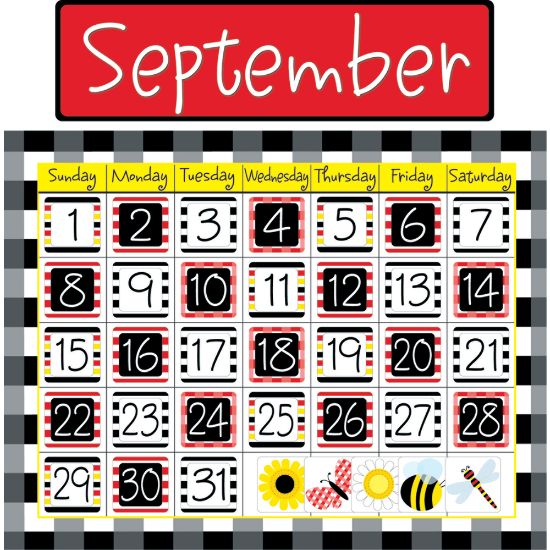 Picture of Barker Creek Calendar Set, Buffalo Plaid, Happy, Grades Pre-K - 9