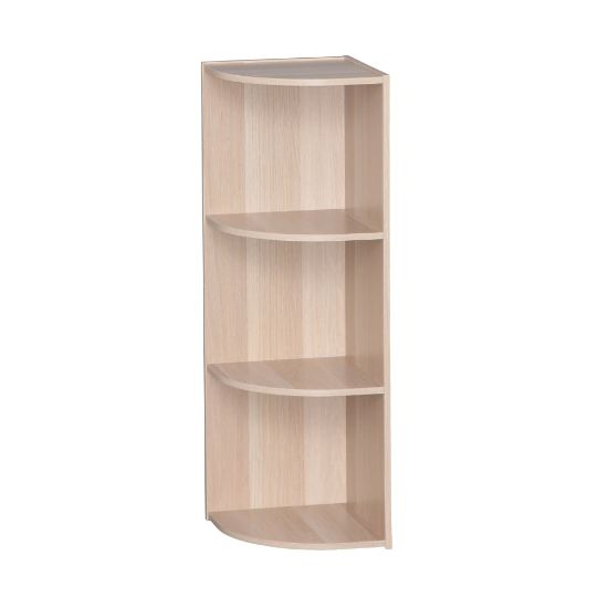 Picture of IRIS 35inH Curved 3-Shelf Corner Bookcase, Light Brown