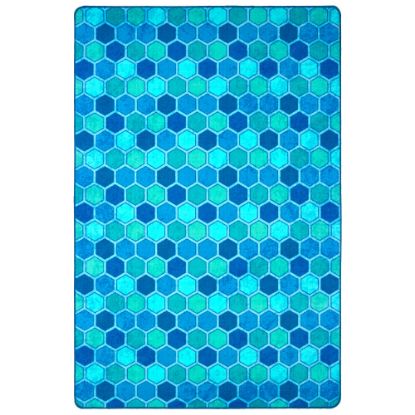 Picture of Carpets for Kids Pixel Perfect Collection Honeycomb Pattern Activity Rug, 8'x 12', Blue