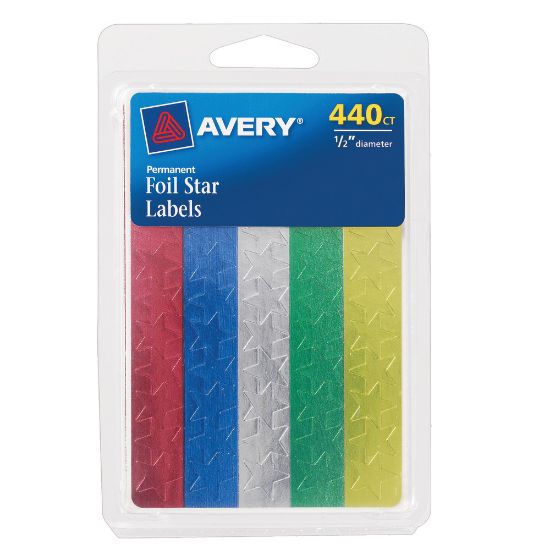 Picture of Avery Foil Stars, 1/2in, Assorted, Pack of 440