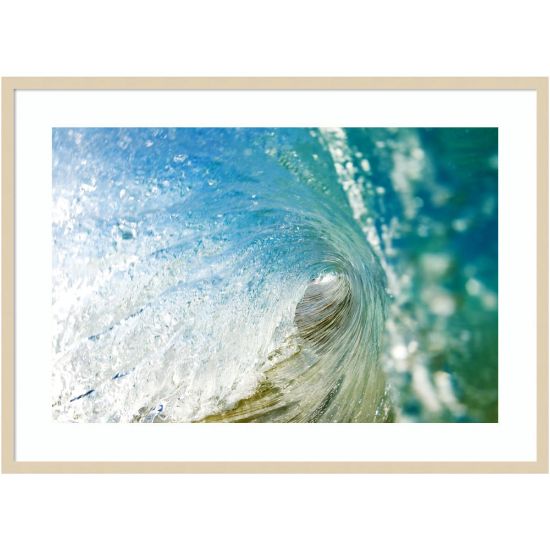 Picture of Amanti Art Beautiful Hawaiian Wave by Design Pics Wood Framed Wall Art Print, 30inH x 41inW, Natural