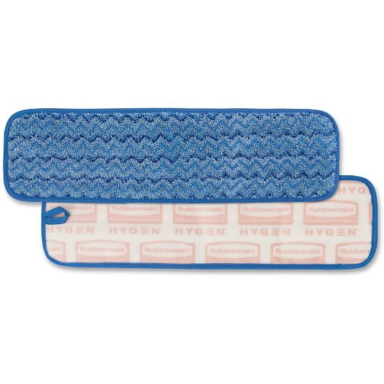 Picture of Rubbermaid Commercial Hygen 18in Microfiber Wet Pad - 5.2in Width x 18in Length - Durable - MicroFiber - Blue - 12 / Carton