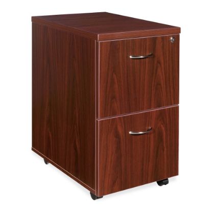 Picture of Lorell Essentials 22inD Vertical 2-Drawer Mobile Pedestal File Cabinet, Mahogany