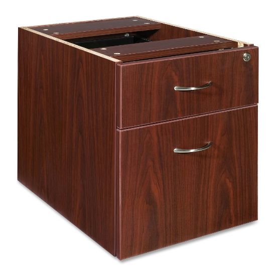 Picture of Lorell Essentials 16inW Vertical 2-Drawer Fixed Pedestal Box/File Cabinet For Computer Desk, Mahogany