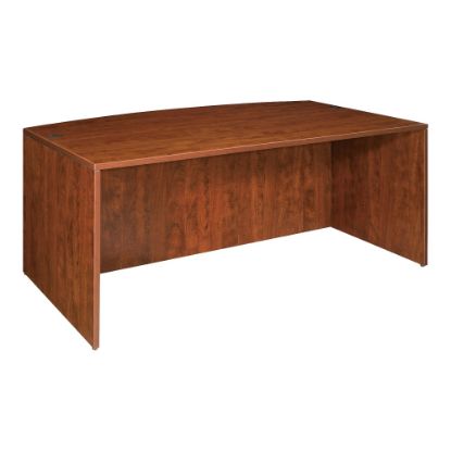 Picture of Lorell Essentials 72inW Bow-Front Shell Computer Desk, Cherry