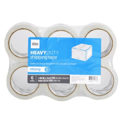 Picture of Office Depot Brand Heavy Duty Shipping Packing Tape, 1.89in x 54.6 Yd., Crystal Clear, Pack Of 6 Rolls