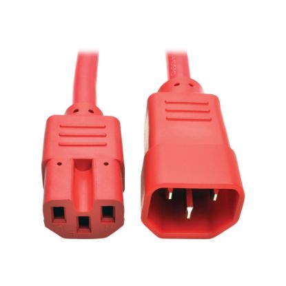 Picture of Eaton Tripp Lite Series Power Cord C14 to C15 - Heavy-Duty, 15A, 250V, 14 AWG, 3 ft. (0.91 m), Red - Power cable - IEC 60320 C14 to IEC 60320 C15 - 250 V - 15 A - 3 ft - molded - red