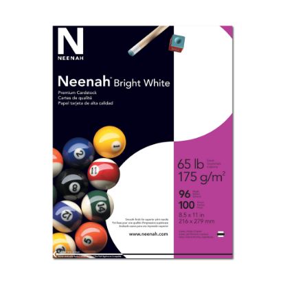 Picture of Neenah Multi-Purpose Card Stock, Bright White, Letter (8.5in x 11in), 65 Lb, Pack Of 100