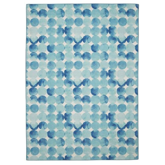 Picture of Linon Washable Outdoor Area Rug, Kossuth, 5ft x 7ft, Blue/Ivory