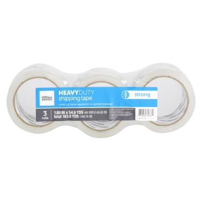 Picture of Office Depot Brand Heavy Duty Shipping Packing Tape,  1.89in x 54.6 Yd., Crystal Clear, Pack Of 3 Rolls