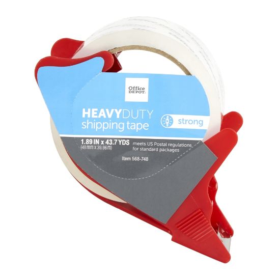 Picture of Office Depot Brand Heavy Duty Shipping Packing Tape With Dispenser, 1.89in x 43.7 Yd., Crystal Clear