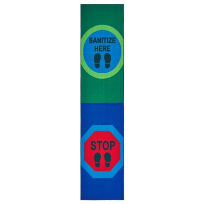 Picture of Carpets for Kids KID$Value Rugs Sanitize Here Activity Runner Rug, 3ft x 12ft , Blue