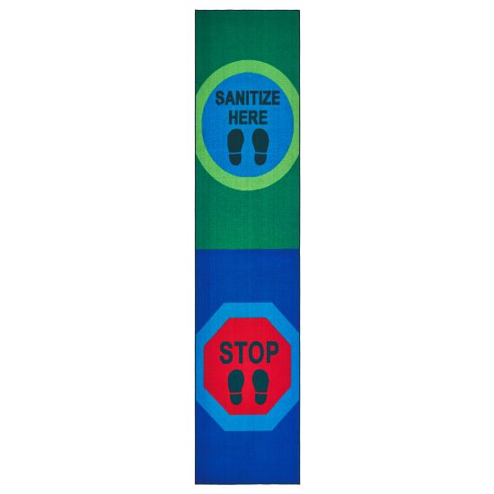 Picture of Carpets for Kids KID$Value Rugs Sanitize Here Activity Runner Rug, 3ft x 12ft , Blue