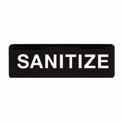 Picture of Winco Sanitize Sign, 9in x 3in, Black/White