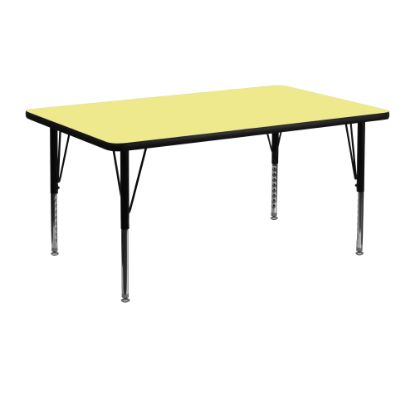 Picture of Flash Furniture 48ft"W Rectangular Thermal Laminate Activity Table With Short Height-Adjustable Legs, Yellow