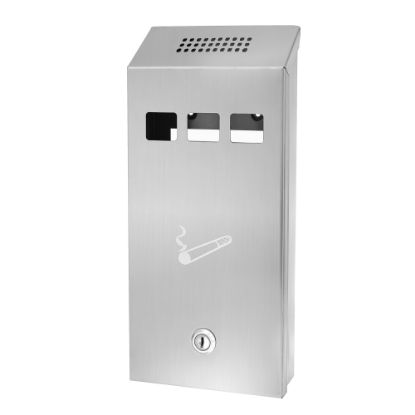 Picture of Alpine Rectangular Steel Wall-Mounted Cigarette Disposal Tower, 12-1/4inH x 5-1/2inW x 2-5/16inD, Stainless Steel