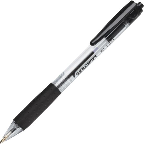 Picture of SKILCRAFT SLV-Performer Retractable Ballpoint Pen - Medium Pen Point - 1 mm Pen Point Size - Retractable - Black - Clear Plastic Barrel - 1 / Dozen