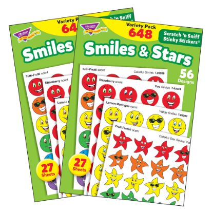 Picture of Trend Stinky Stickers, Smiles & Stars, 648 Stickers Per Pack, Set Of 2 Packs