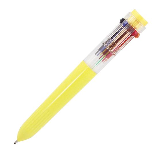 Picture of Yafa Multifunction 10-Color Ballpoint Pen, Medium Point, 0.8 mm, Yellow Barrels, Assorted Ink Colors