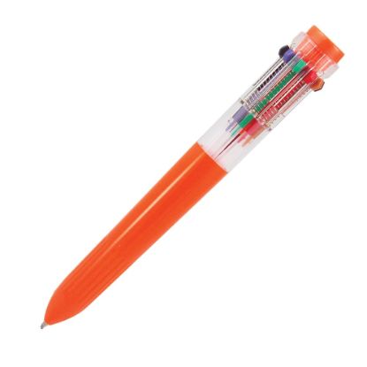 Picture of Yafa Multifunction 10-Color Ballpoint Pen, Medium Point, 0.8 mm, Orange Barrels, Assorted Ink Colors