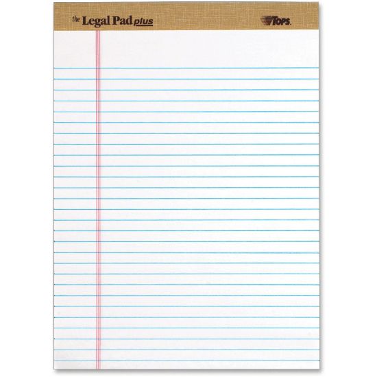 Picture of Tops The Legal Pad 71533 Notepad - 50 Sheets - Letter - 8 1/2in x 11in - White Paper - Perforated - 1 Dozen