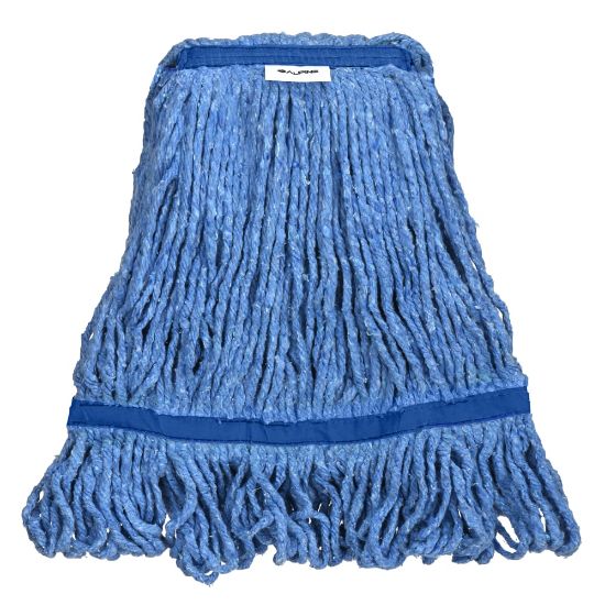 Picture of Alpine Industries Cotton Loop-End Mop Heads With 1in Head And Tail Bands, 32 Oz, Blue, Set Of 12 Heads