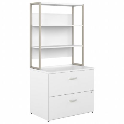 Picture of Bush Business Furniture Hybrid 35-11/16inW x 23-3/8inD Lateral 2-Drawer File Cabinet With Shelves, White, Standard Delivery