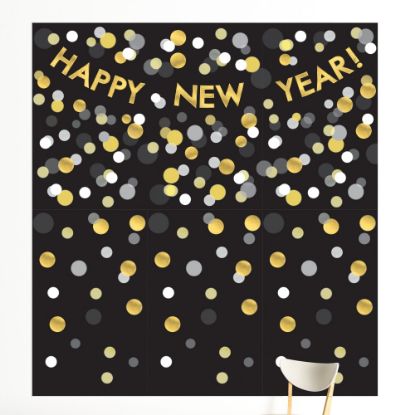 Picture of Amscan Happy New Years Deluxe Scene Setters Kit, 108in x 100in, Multicolor, Kit Of 12 Pieces