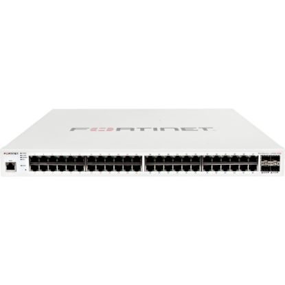 Picture of Fortinet FortiSwitch FS-248E-POE Ethernet Switch - 48 Ports - Manageable - Gigabit Ethernet - 1000Base-T, 1000Base-X - 3 Layer Supported - Modular - 4 SFP Slots - 51.60 W Power Consumption - Optical Fiber, Twisted Pair - 1U High - Rack-mountable