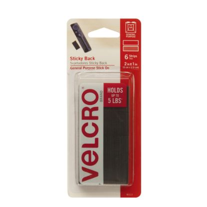 Picture of VELCRO Brand Heavy-Duty Hold-Down Strips, Black, Pack Of 6 Sets