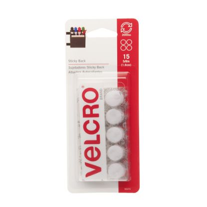 Picture of VELCRO Brand STICKY BACK Fasteners, 5/8in, Coin, White, Pack of 15