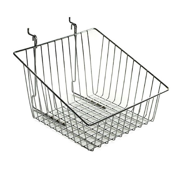 Picture of Azar Displays Chrome Wire Baskets, Medium Size, Sloped, 8in x 12in x 12 1/2in, Silver, Pack Of 2