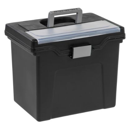 Picture of Office Depot Brand Mobile File Box, Large, Letter Size, 11 5/8inH x 13 3/8inW x 10inD, Black/Silver