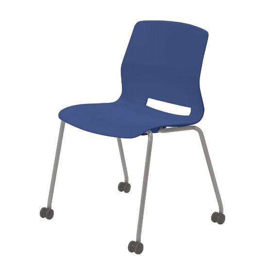 Picture of KFI Studios Imme Stack Chair With Caster Base, Navy/Silver