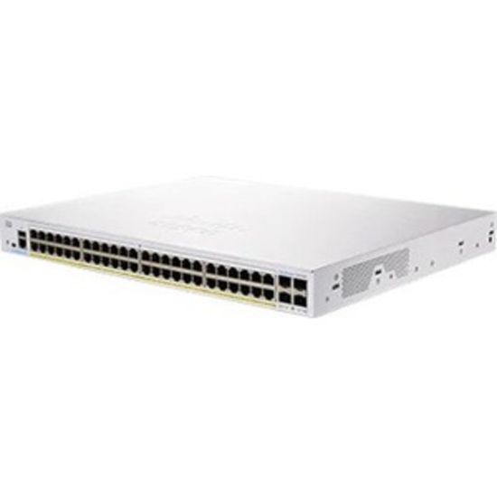 Picture of Cisco 250 CBS250-48P-4G Ethernet Switch - 48 Ports - Manageable - Gigabit Ethernet - 1000Base-T, 1000Base-X - 2 Layer Supported - Modular - 4 SFP Slots - 451.95 W Power Consumption - 370 W PoE Budget - Optical Fiber, Twisted Pair - PoE Ports