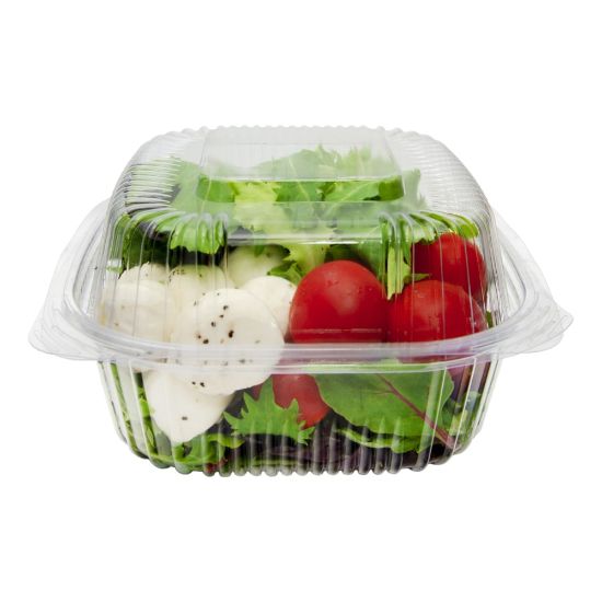 Picture of Stalk Market Compostable PLA Cold Food Containers, 6in x 6in x 3.5in, Clear, Pack of 240