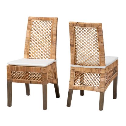 Picture of bali & pari Argos Modern Bohemian Dining Chairs, White/Natural Brown, Set Of 2 Chairs