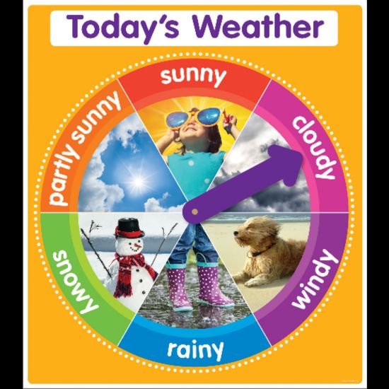 Picture of Color Your Classroom Chart, Todays Weather, 17in x 22in, Orange, Grades Pre-K - 6